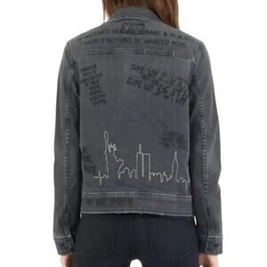 SIWY Denim Marianna Oversized Trucker Jacket in Writing On the Blackboard  SZ XS